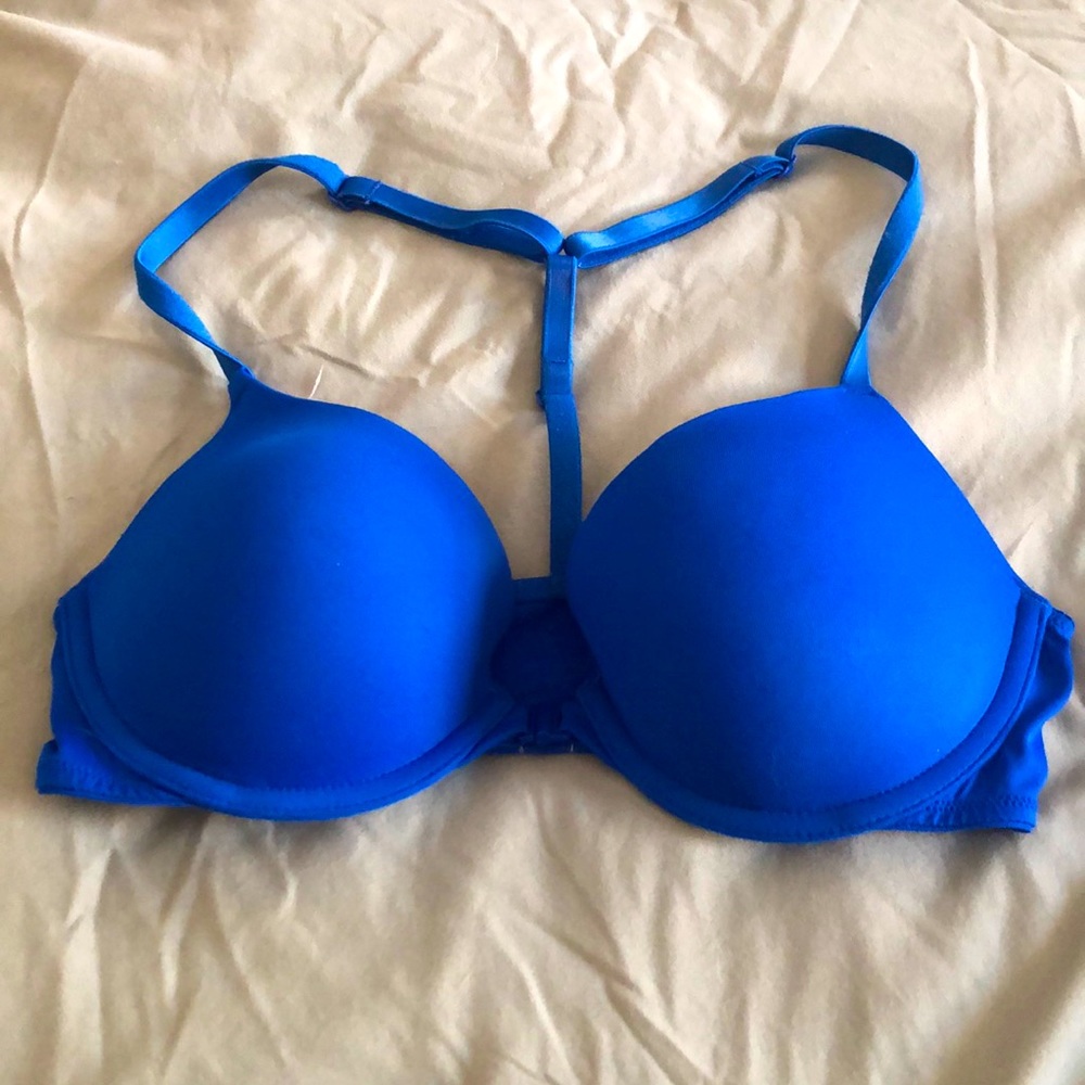 Blue Racerback VS push up bra